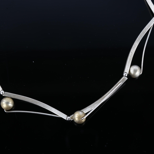 1294 - A sterling silver and silver-gilt abstract necklace, with ball design, necklace length 40cm, 29.7g