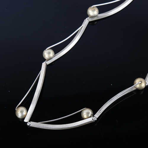 1294 - A sterling silver and silver-gilt abstract necklace, with ball design, necklace length 40cm, 29.7g