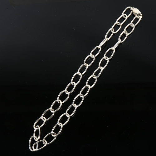 1302 - A handmade sterling silver belcher link chain necklace, by Claude Wilkes, hallmarks London 2015, nec... 