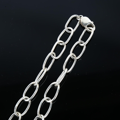 1302 - A handmade sterling silver belcher link chain necklace, by Claude Wilkes, hallmarks London 2015, nec... 