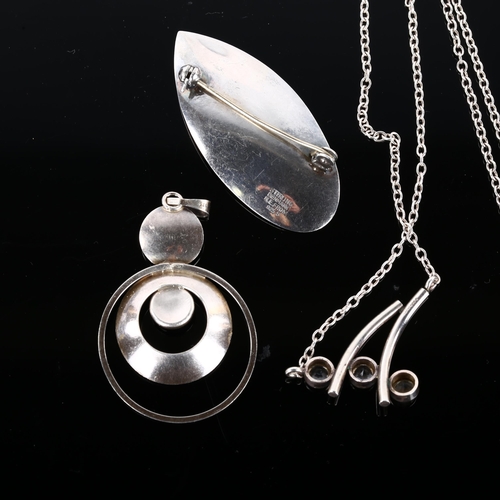 1317 - Various Danish sterling silver jewellery, maker's include Niels Erik From, largest pendant height 51... 