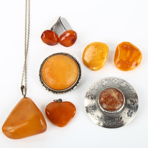 1328 - Various silver and Baltic amber jewellery, including earrings cufflinks, pendants etc, 35.2g total