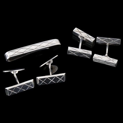 1329 - Various Danish sterling silver geometric dress jewellery, comprising 2 x pairs of cufflinks, and 1 t... 