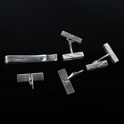 1329 - Various Danish sterling silver geometric dress jewellery, comprising 2 x pairs of cufflinks, and 1 t... 