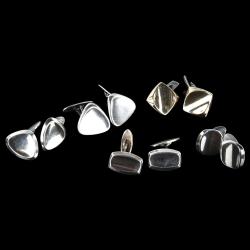 1333 - 5 pairs of Danish silver cufflinks, makers include Bernhard Hertz, 49.4g total (5 pairs)