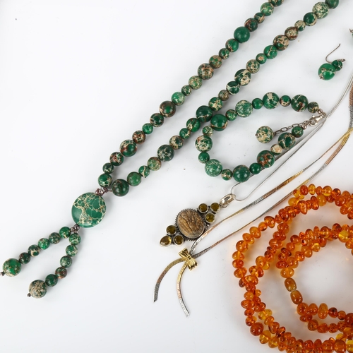 1338 - Various jewellery, including silver pendant, turquoise bead necklace etc