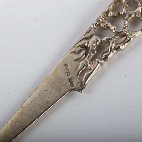 1364 - An Elizabeth II brutalist silver letter opener, maker's marks TJM, hallmarks London 1978, length 15c... 