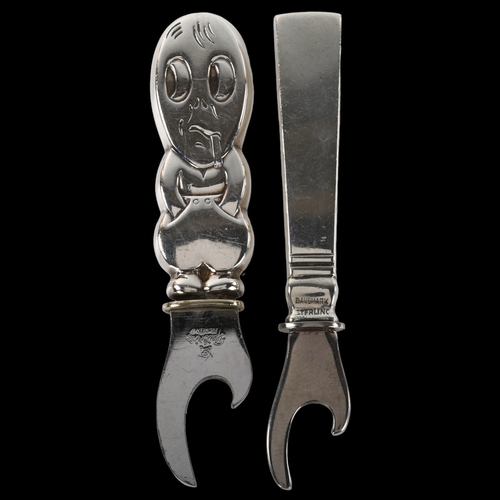 1365 - 2 Danish sterling silver-handled bottle openers, makers include Georg Jensen, largest length 8cm (2)