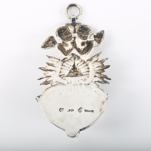 1366 - A German silver holy water receptacle circa 1900, with Eye of Providence, height 8cm, 1oz