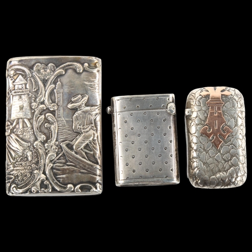 1369 - 3 Continental silver Vesta cases, largest length 6.5cm (3)