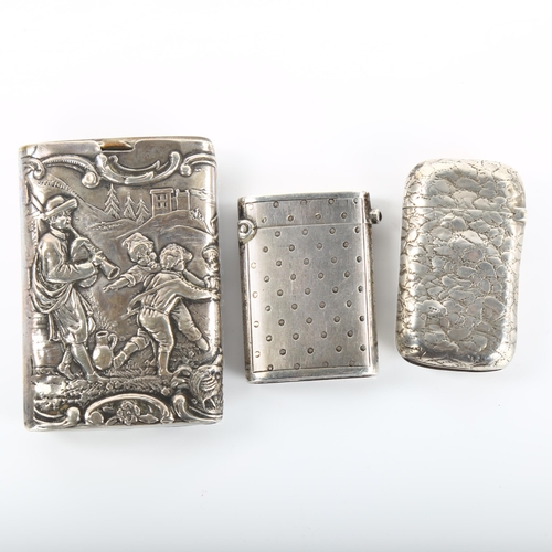 1369 - 3 Continental silver Vesta cases, largest length 6.5cm (3)