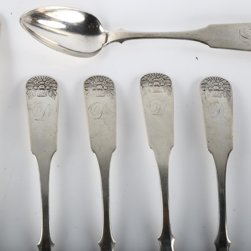 1390 - A group of American silver 'Basket Of Flowers' pattern spoons, tablespoon by Amabel Brasier, Philide... 