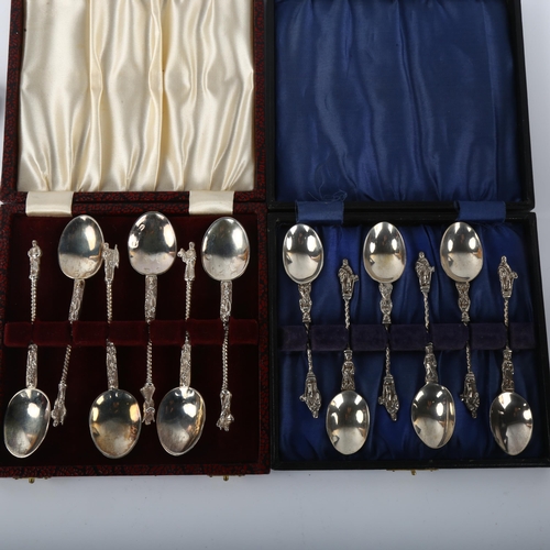 1391 - 2 cased sets of 6 silver Apostle teaspoons, including Sheffield 1893 and London 1910