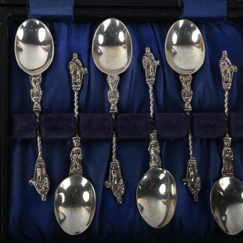 1391 - 2 cased sets of 6 silver Apostle teaspoons, including Sheffield 1893 and London 1910