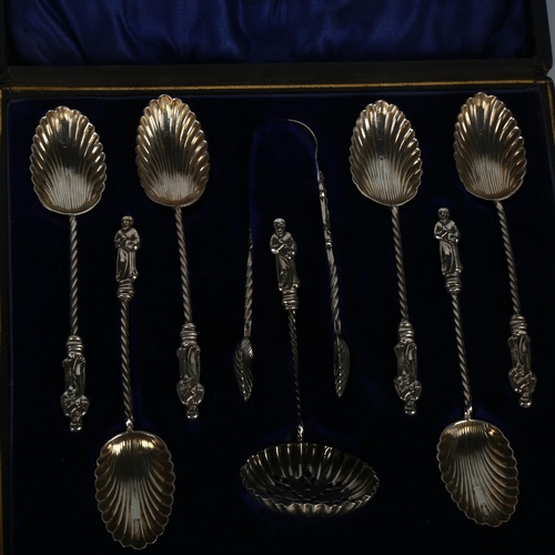 1394 - 2 cased sets of silver Apostle teaspoons, including Birmingham 1896 and 1938