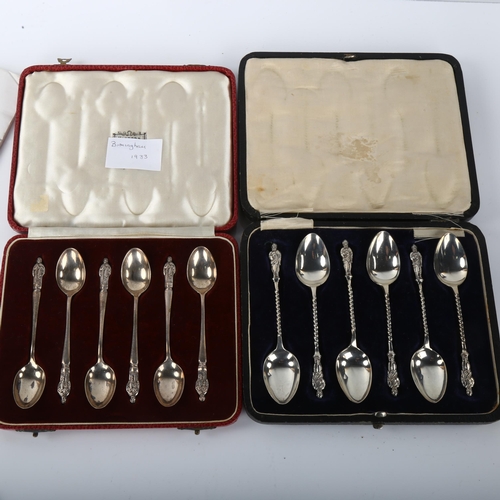 1395 - 2 cased set of 6 silver Apostle teaspoons, including Birmingham 1900 and 1933