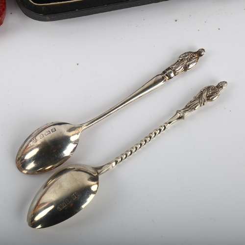 1395 - 2 cased set of 6 silver Apostle teaspoons, including Birmingham 1900 and 1933