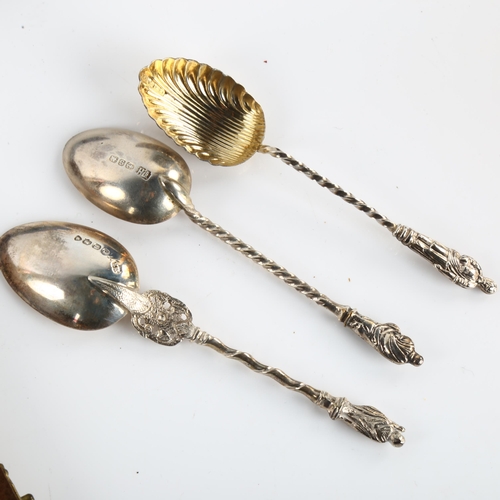 1396 - 3 cased sets of silver Apostle teaspoons, including London 1875, Birmingham 1892 and 1910