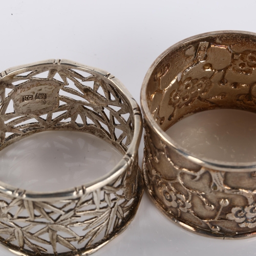 1403 - 2 Chinese export silver napkin rings, maker's include Hung Chong and Wang Hing, circa 1900, diameter... 