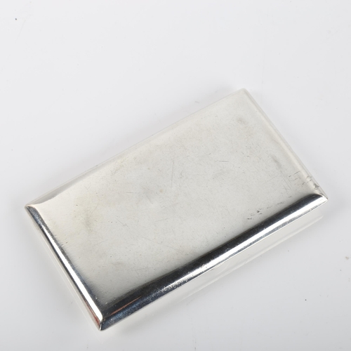 1408 - A Continental Art Deco silver card case, with cabochon sapphire thumbpiece, maker's marks BC, 9cm x ... 