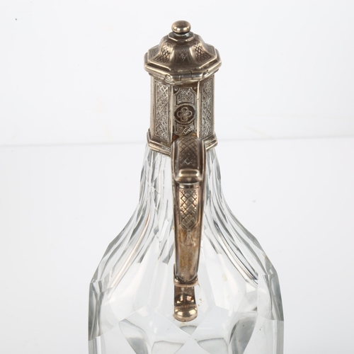 1410 - A George I/II silver-mounted cut-glass cruet bottle, in Regency style, possibly by Paul De Lamerie, ... 