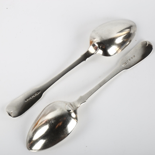 1416 - A pair of George III silver Fiddle pattern serving spoons, with Bishop's armorial crest, by William ... 