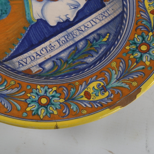 152 - A 19th century Maiolica plate, signed on reverse Dervta, A/F