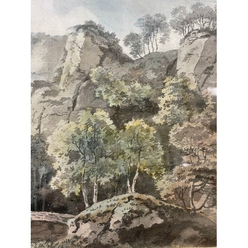 83 - George Barrett RA (1732 - 1784), rocky outcrop, watercolour, 23cm x 36cm, framed