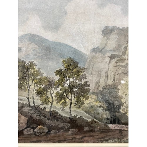 83 - George Barrett RA (1732 - 1784), rocky outcrop, watercolour, 23cm x 36cm, framed