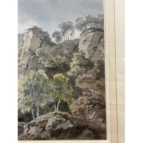 83 - George Barrett RA (1732 - 1784), rocky outcrop, watercolour, 23cm x 36cm, framed