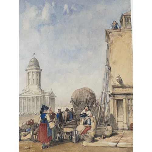 19 - Alfred Gomersal Vickers (1810 - 1837), the Gendarmenmarkt, Berlin, watercolour/body colour over penc... 