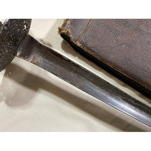 282 - An Antique Continental sword, probably 18th or 19th century, with pierced guard and pommel, length 9... 