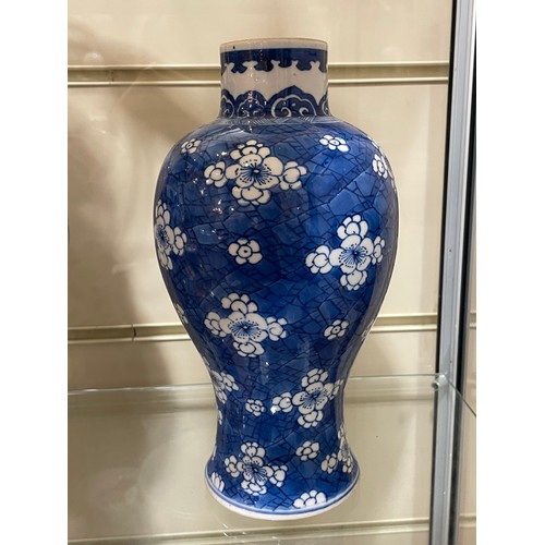 225 - 2 Chinese blue and white porcelain jars and covers, largest height 29cm (2)