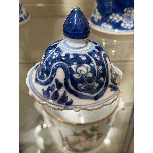 225 - 2 Chinese blue and white porcelain jars and covers, largest height 29cm (2)