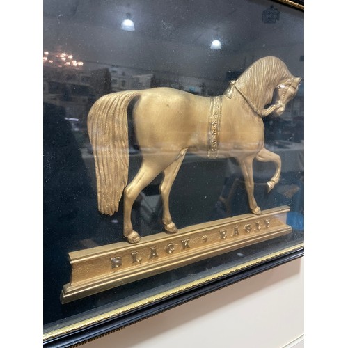 167 - 19th century gilt-bronze relief cast sculpture of the circus performing horse Black Eagle, mounted i... 