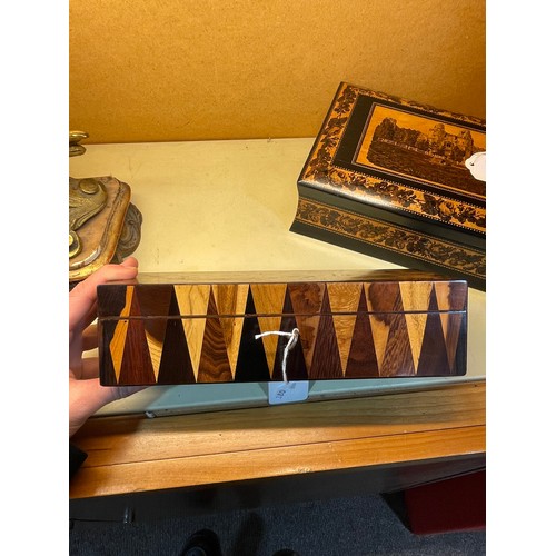 156 - A 19th century exotic wood glove box, length 24cm, width 9cm, height 6.5cm