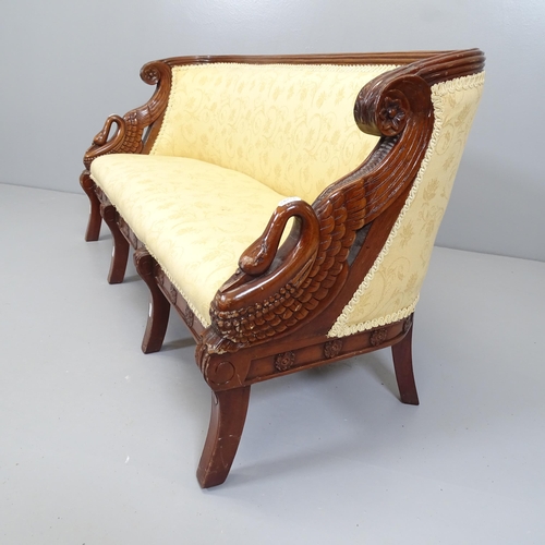 2508 - A mahogany framed and upholstered Empire style dolls settee. 108x51x41cm