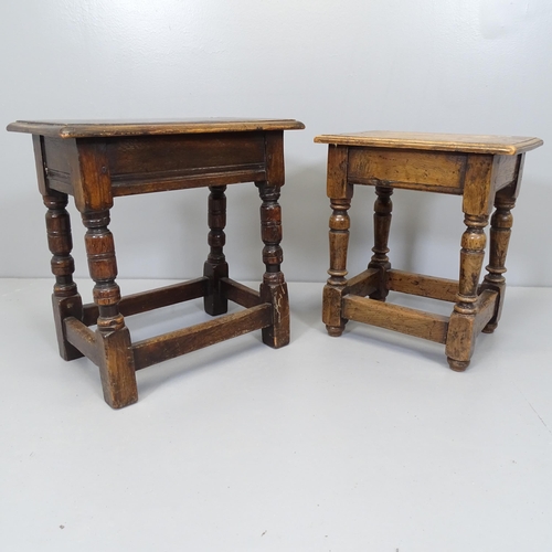 2517 - Two similar antique Ipswich oak design joint stools. Largest 46x46x30cm