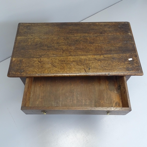 2548 - An 18th century oak side table with single frieze drawer, raised on turned legs with all around stre... 