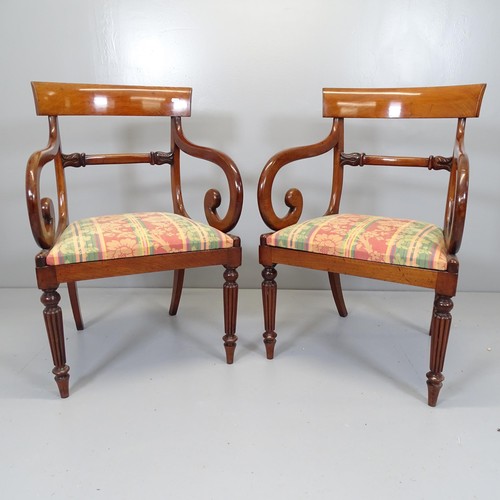 2532 - A pair of Regency mahogany and upholstered open armchairs.