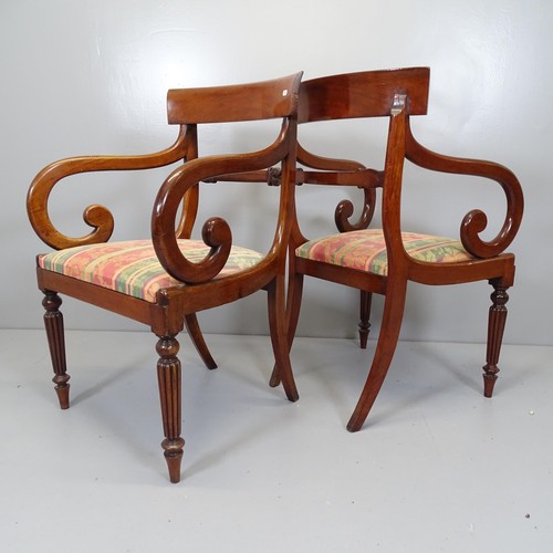 2532 - A pair of Regency mahogany and upholstered open armchairs.