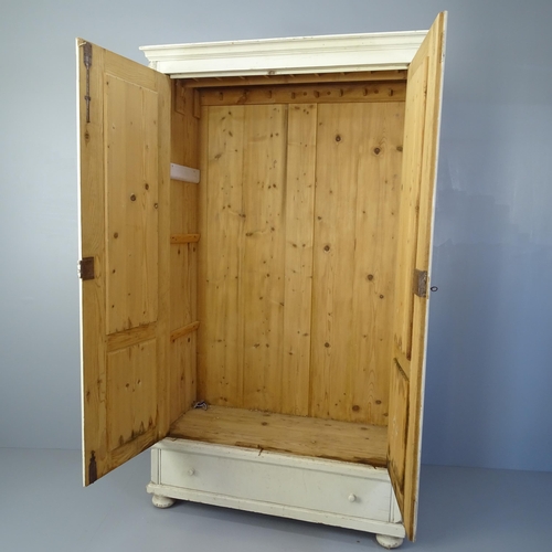 2049 - A pine 2 door larder cupboard with single drawer (lacking shelves). 120 x 208 x 53cm.