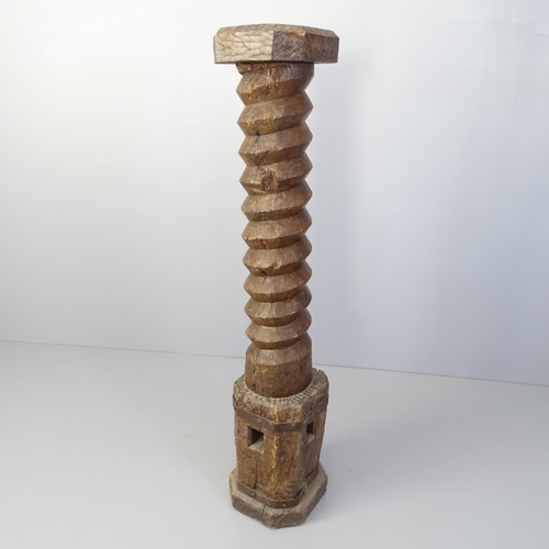 2050 - A French elm spiral turned column. 132cm