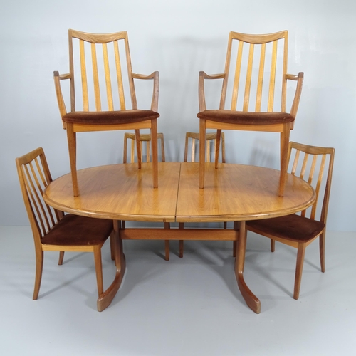 2051 - A mid-century teak extending dining table, 165 (extending to 211cm) x72x107cm and six G-plan dining ... 