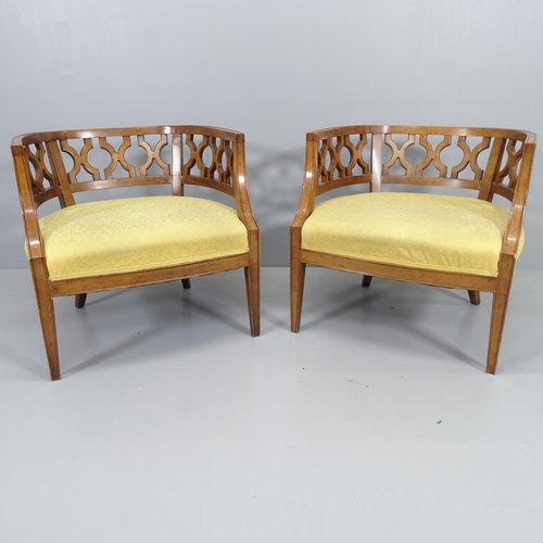 2057 - A pair of American Hollywood Regency tub lounge chairs in the manner of Dorothy Draper.