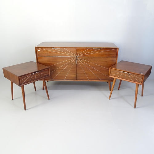 2070 - A mahogany art-deco style sideboard, with two frieze drawers and cupboards under, 131x80x45cm, and t... 