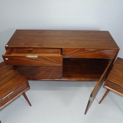 2070 - A mahogany art-deco style sideboard, with two frieze drawers and cupboards under, 131x80x45cm, and t... 