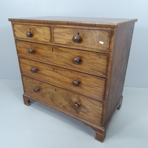 2079 - A 19th century mahogany chest of two short and three long drawers, raised on bracket feet. 94x90x58c... 