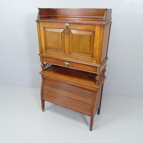 2088 - A Victorian walnut Aesthetic writing cabinet, the fitted fall front over single drawer with lower ta... 