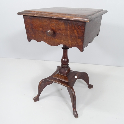 2098 - A 19th century oak sewing table, with two fitted drawers. 37x60cm